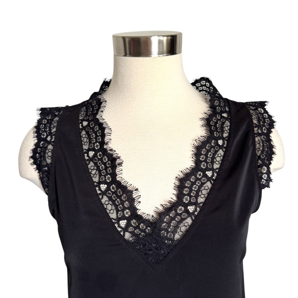 Black Lace Trim Camisole Top